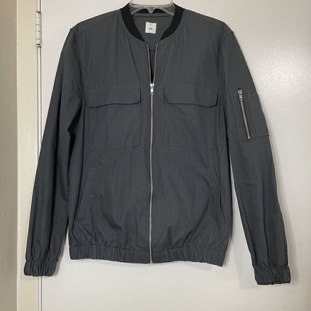 RIVER ISLAND men Cargo Grey Full zip utility jacket size Small
